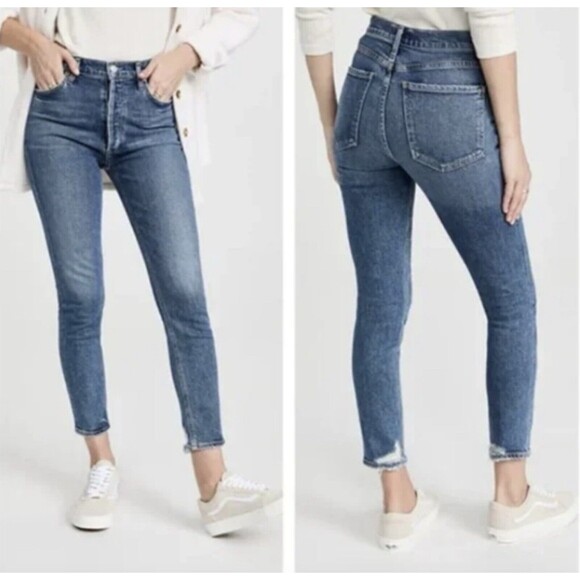 Agolde Jeans Blue Nico High Rise Button Fly Distressed 26 - Picture 1 of 13